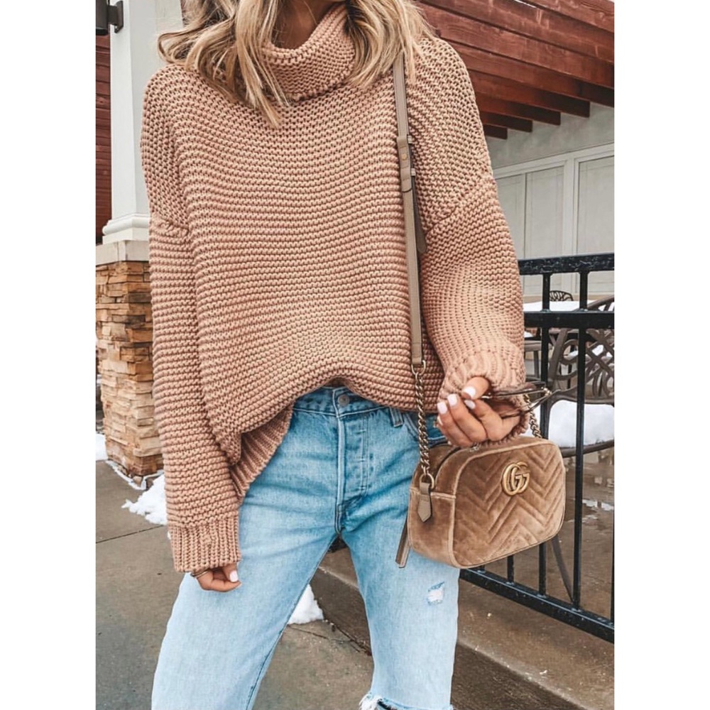 VICI loose knit cowl neck oversized sweater